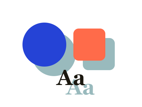 Teal Cast applied to a shape and a letterform