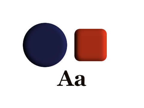 Terracotta applied to a shape and a letterform