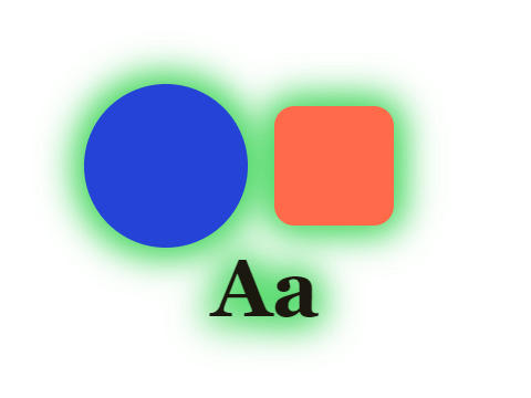 Verdant Halo applied to a shape and a letterform