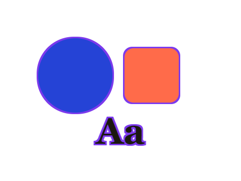 Violet Cut applied to a shape and a letterform
