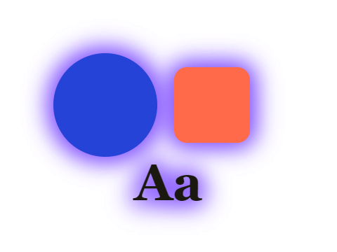 Violet Halo applied to a shape and a letterform