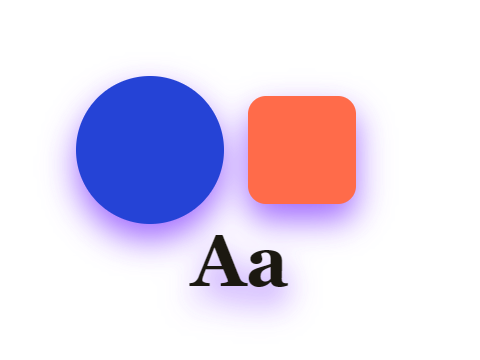 Violet Shadow applied to a shape and a letterform
