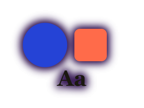 Void Purple applied to a shape and a letterform