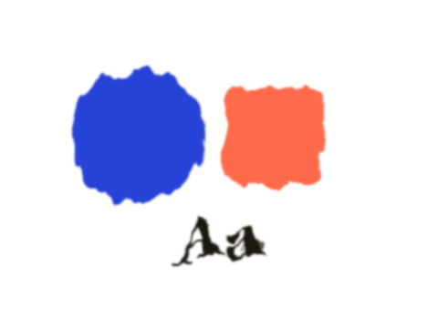 Wet Ink applied to a shape and a letterform
