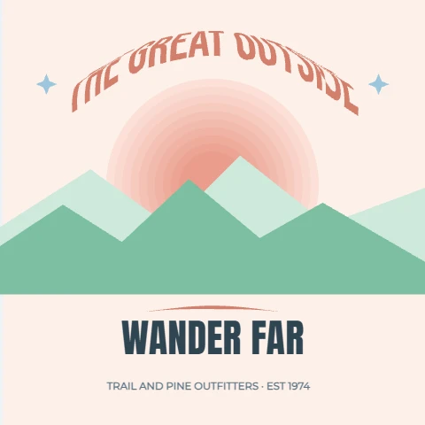 Wander Far retro sun and ridgeline tee