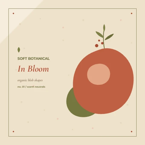 Soft botanical blobs in warm terracotta and olive