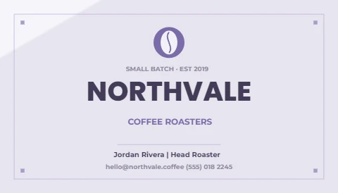 Bold typographic coffee roaster business card