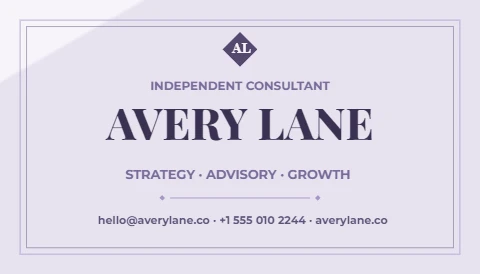 Lavender luxe consultant card