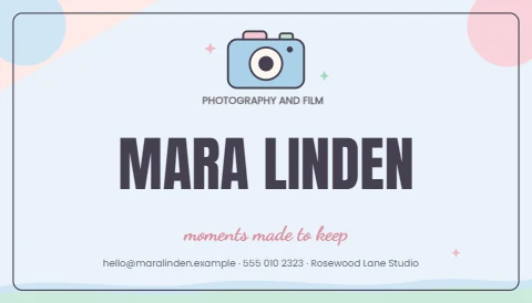 Pastel snapshot photographer card