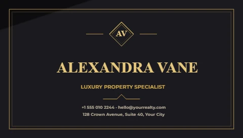 Black and gold estate agent card