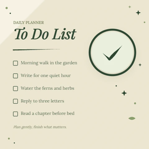 Elegant forest-green daily to-do list planner