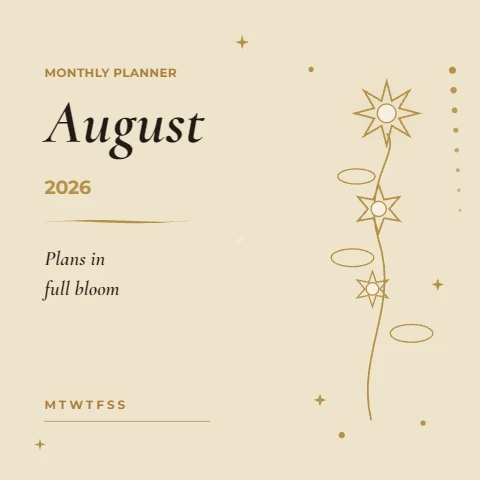 Floral Monthly Planner in Black and Gold