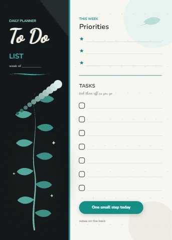 Floral to do list planner page