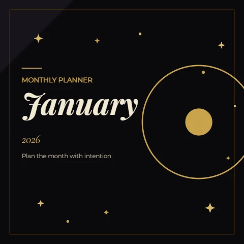 Luxe black and gold monthly planner