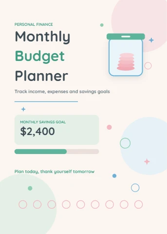 Pastel Monthly Budget Planner