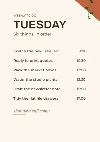 Tuesday Focus List