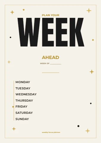 Bold Gold Weekly Planner