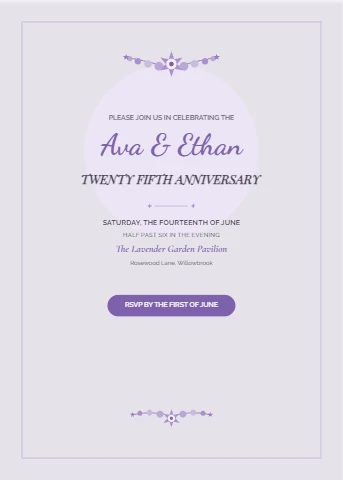 Lavender Botanical Anniversary Invitation