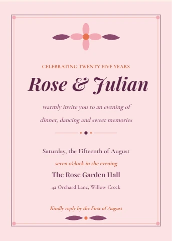 Blooming Anniversary Evening Invitation