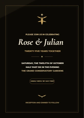 Gilded Botanical Anniversary Invite