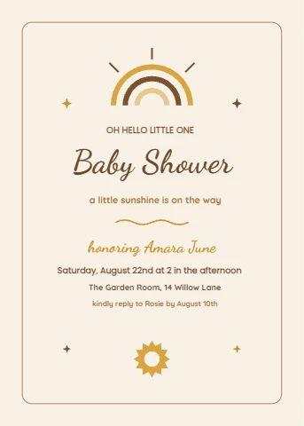 Sunny arch baby shower invite