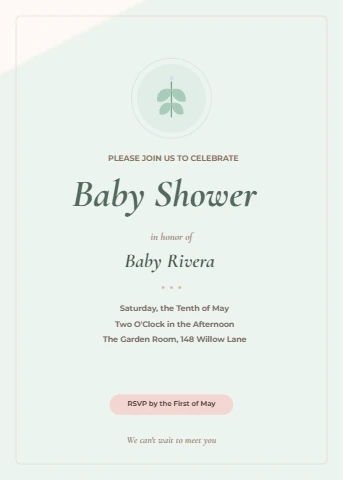 Soft Sprig Baby Shower Invitation