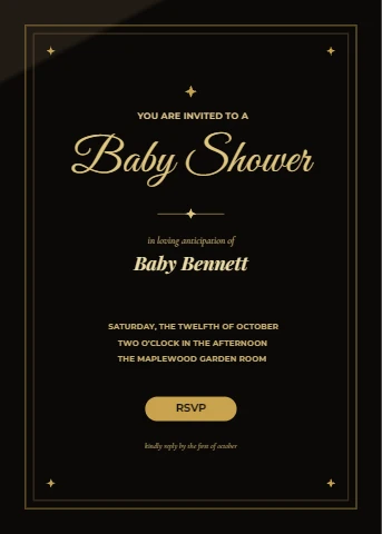 Black and Gold Baby Shower Invite