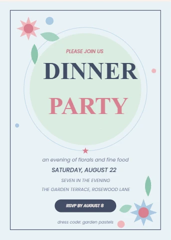 Pastel Garden Dinner Party Invite