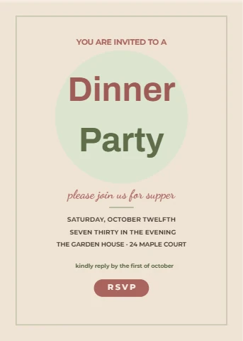 Dinner Party, Bold Modern Invite