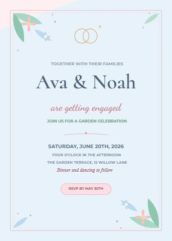 Blush Garden Engagement Invite