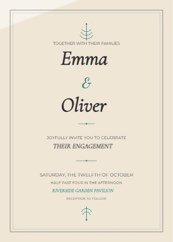 Charcoal & Teal Hand-Drawn Engagement Invite
