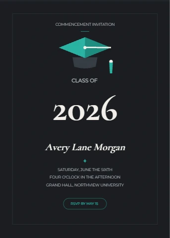 Class of 2026 luxe graduation invite
