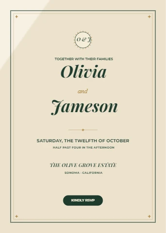 Deco Emerald Wedding Invitation