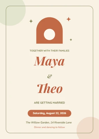 A warm, playful wedding invite