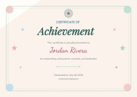 Playful Pastel Certificate of Achievement