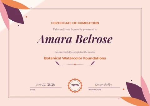 Sunset Botanical Course Certificate
