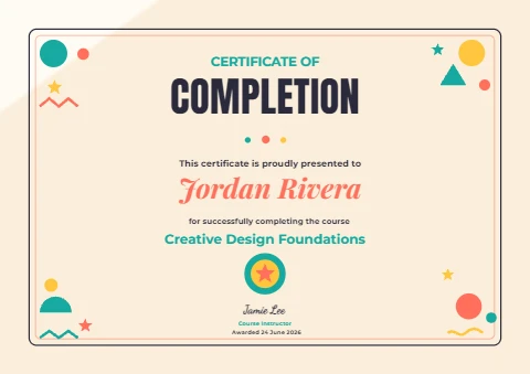 Playful Memphis Course Completion Certificate