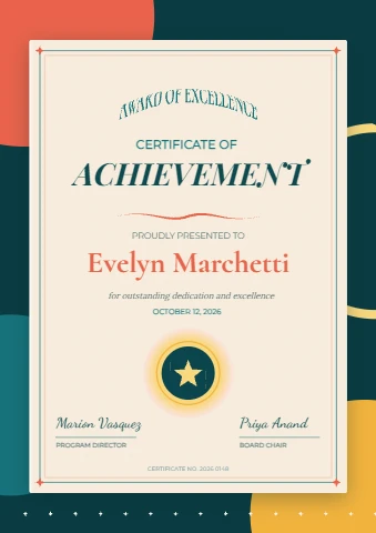 Gold Seal Achievement Certificate