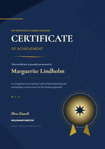 Navy and Gold Achievement Certificate
