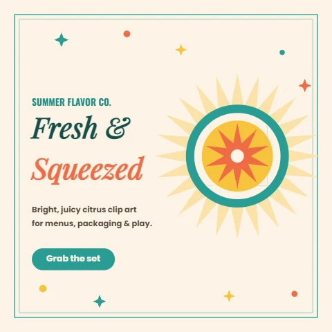 Sunny Citrus Art Deco Clip Art
