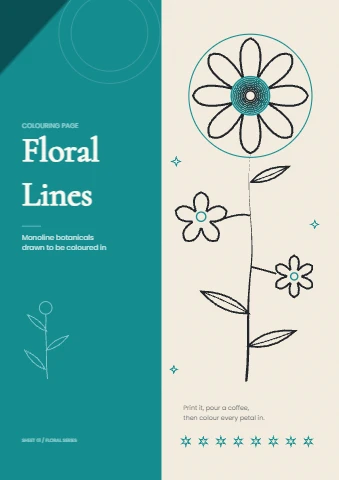 Floral lines coloring page