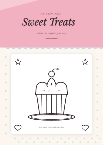 Sweet Treats Cupcake Colouring Page