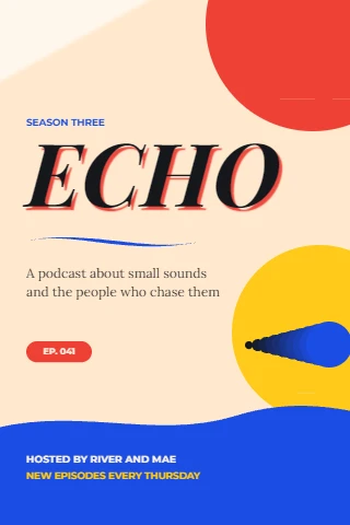 Big serif word podcast cover in pop primaries