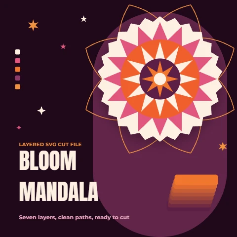 Bloom mandala layered cut file