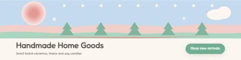 Handmade goods shop banner in soft pastels