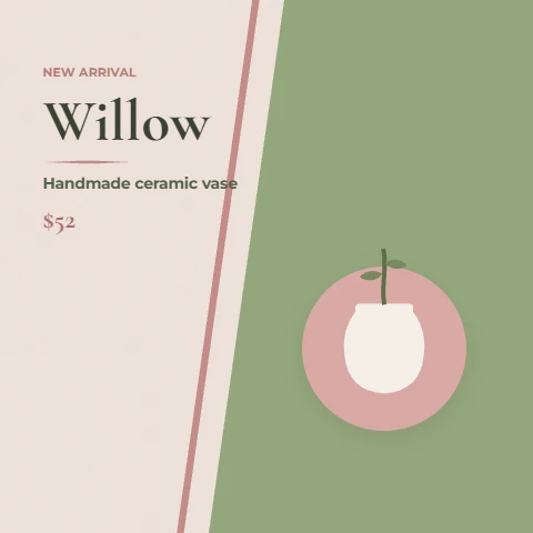 Minimal ceramics shop listing card