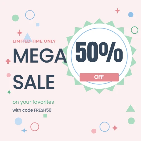 Pastel Geometric Mega Sale Badge