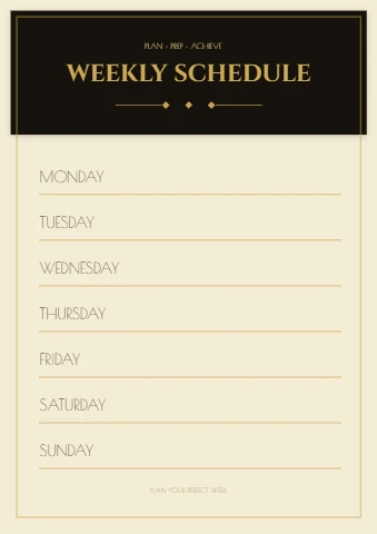 Art Deco Weekly Schedule