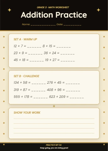 Golden Line Math Practice Worksheet