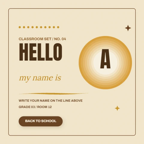 Hello My Name Is classroom name tag